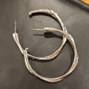 Brighton Silver with Crystal Accent Hoop Earrings